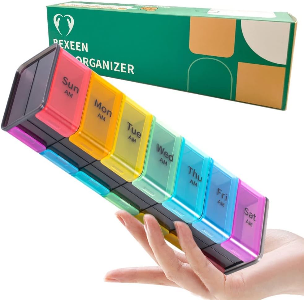 Ekstra Büyük Pill Organizer- XXL Pill Box 7 Gün - Haftalık Pill Organizer AM PM Büyük Karşılaştırmalar için Büyük Pill Vakası Formlar için Tavuk Pillu Vitaminler Büyük Tıp Organize 2 Zaman Bir Gün