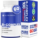 NEW Nutrawave Vitamin B Complex – Super B Vitamins for Women & Men with B1, B2, B3, B5, B6, B7, B9, B12, Choline & Inositol – Supports Energy & Nervous System – Non-GMO, Vegan – 60 Capsules