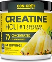 CON-CRET Creatine HCl Powder | Muscle, Cognitive, Cellular Energy Support | No Bloating or Cramps | USA Made & NSF Certified | Pineapple (64 Serving)