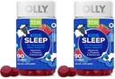 OLLY Kids Sleep Gummy,Occasional Sleep Support,0.5mg Melatonin,L Theanine,Chamomile,and Lemon Balm Extracts,Childrens Chewable Supplement,Raspberry Flavor -,90 Count (Pack of 2)