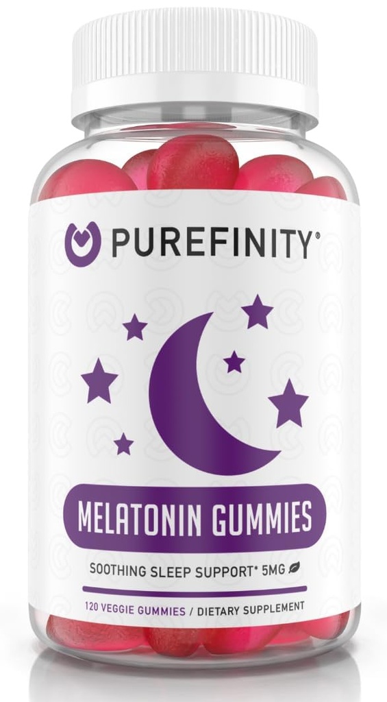 PUREFINITY Melatonin Gummies 5mg for Kids – Each Delicious Gummy is 2.5mg (2 Per Serving) for Easily Customizing Your Night, Gluten Free, Non-GMO, Vegan, 120 Count