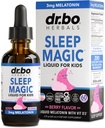 Liquid Melatonin Kids Sleep Aid - Sleep Magic Kids Melatonin Liquid 3mg Berry Drops, D3, L Theanine - Children's Sleeping Aids, Natural Calm L-Theanine Supplement, Toddler Travel Essentials 2 Fl Oz