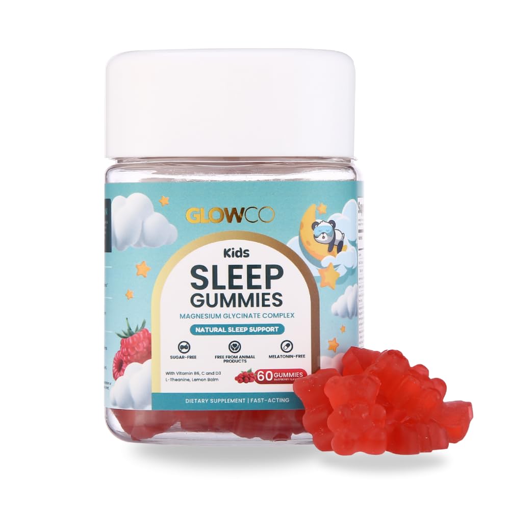 GLOWCO Magnesium Glycinate Sleep Gummies for Kids 4+ – Melatonin Free, Gentle Calm Magnesium Gummies, Sugar Free, Vegan (Pack of 1)