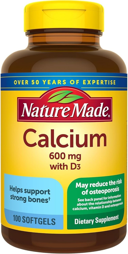 Nature Made Calcium 600 mg Με Βιταμίνη D Liquid Softgels 100 ea (πακέτο των 2)