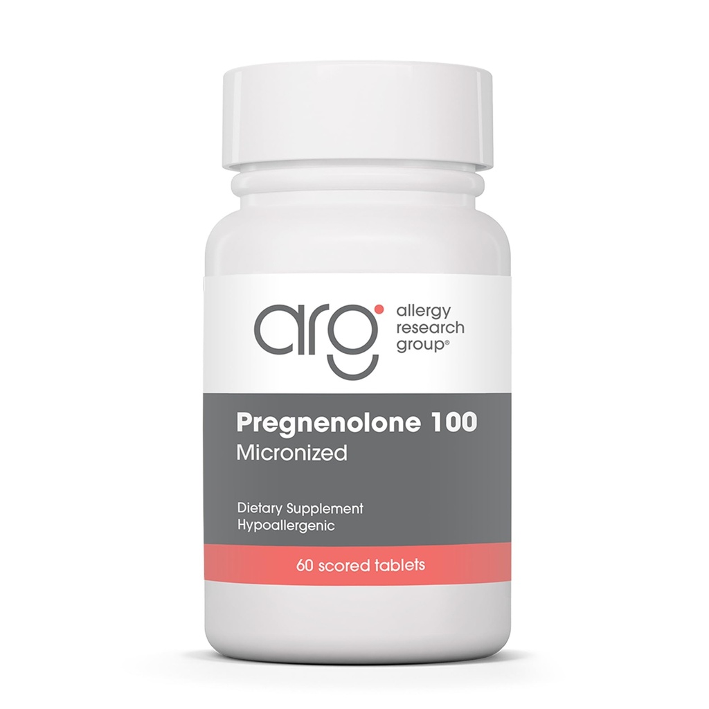 Alerji Araştırma Grubu Pregnenolone 100 mg - Kadınlar ve Erkekler için Progesterone Supplements, Hormon & Stres Desteği Natural Wild Yam, Micronized Pure Lipid Matrix, Plant Based - 60 Tabletler