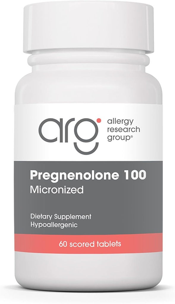 Alerji Araştırma Grubu Pregnenolone 100 mg - Kadınlar ve Erkekler için Progesterone Supplements, Hormon & Stres Desteği Natural Wild Yam, Micronized Pure Lipid Matrix, Plant Based - 60 Tabletler