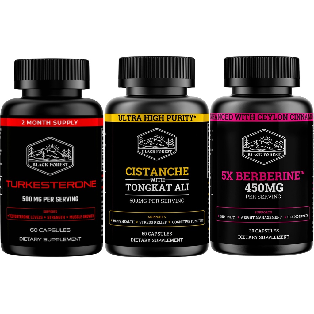 Black Forest Bundle (Full Combo Pack). 1X Turkesterone + 1X Cistanche + 1 Berberine