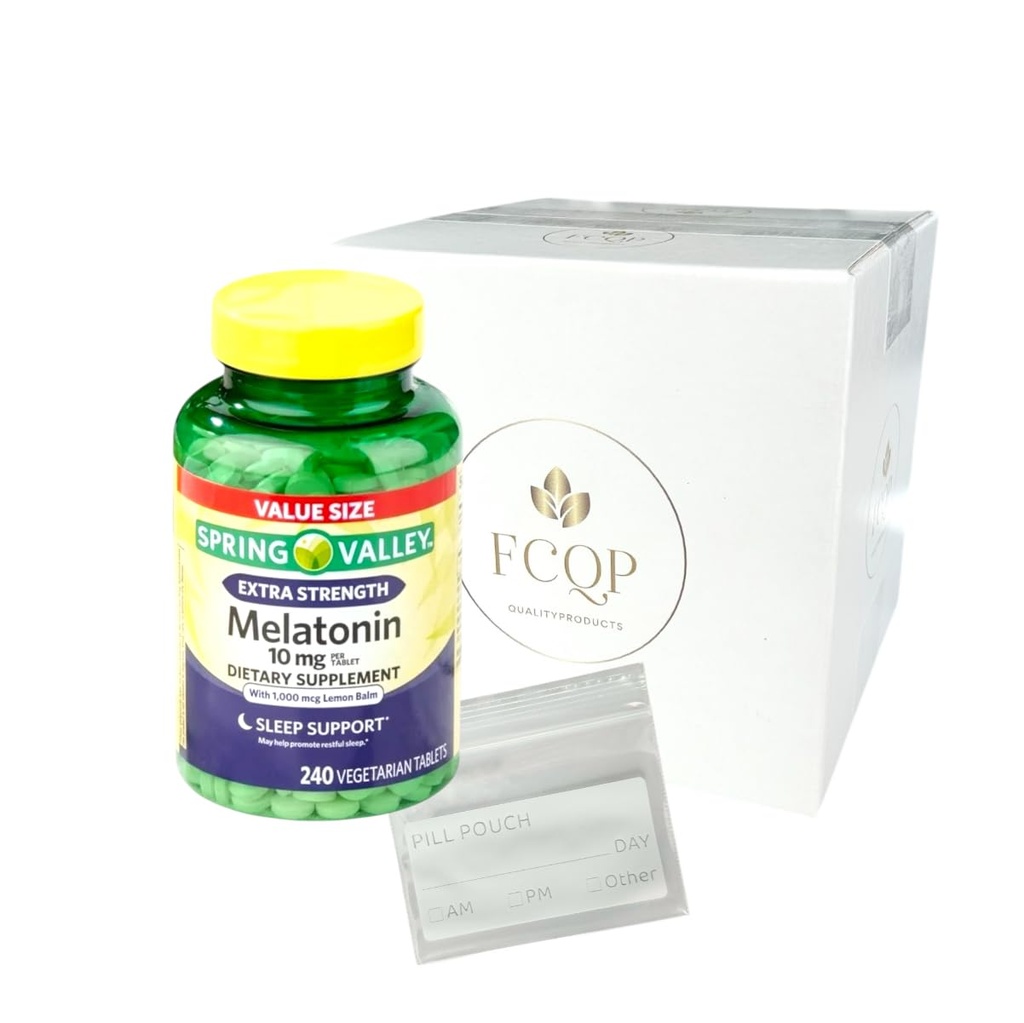 Spring Valley - Melatonin, Sleep Support with Lemon Balm, 10mg, 240 Vegetarian Tablets, (1)