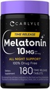 Carlyle Melatonin 10 mg | 180 Zaman Yayın Tabletleri | Tüm Gece Desteği | Vitamin B6 | 100% İlaç Ücretsiz Supplement | Vegan, Non-GMO, Gluten Free