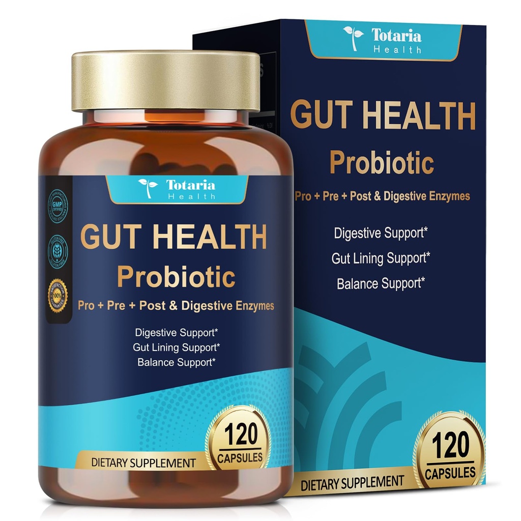 14-in-1 Gut Health with Probiotics, Prebiotics, Postbiotics & Digestive Enzymes for Women & Men, 60 Billion CFU Probiotics for Digestion, Strong Immunity, Skin, Complete Gut Health (120 Capsules)