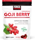 FORCE FACTOR Goji Berry Soft Chews Superfood Αντιοξειδωτικά συμπλήρωμα για την υποστήριξη υγιή μάτια και το δέρμα, ανοσοποιητική υγεία, και φλεγμονή, μη GMO, χωρίς γλουτένη, & Vegan, Goji Berry Flavor, 30 μαλακά μάσημα