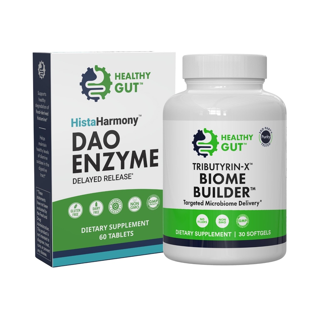 Healthy Gut HistaHarmony, 60 Tablets, and Tributyrin-X Biome Builder, 30 Softgels