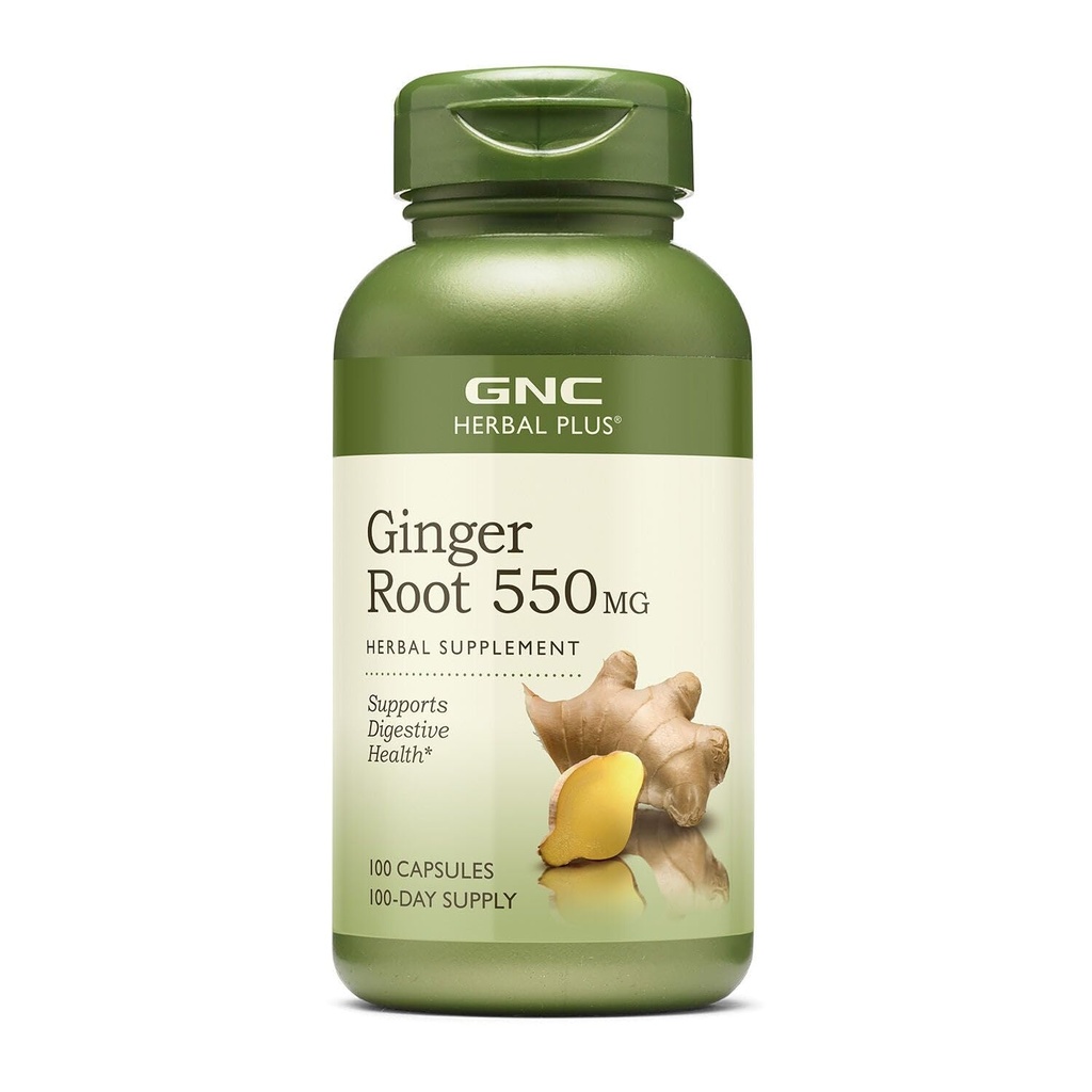 GNC Herbal Plus Ginger Root 550 mg Supplement, Supports Digestive Health, 100 Hizmet