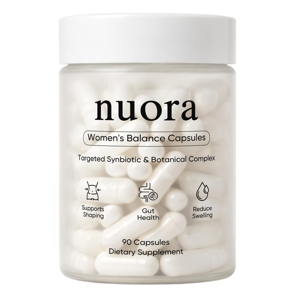 Nuora Gut Health Capsules with Berberine, Nuora Gut Biofilm Probiotic Ritual, Promotes Metabolism & Gut Health, Vegan, Non-GMO, for Women, 90 Capsules (1)