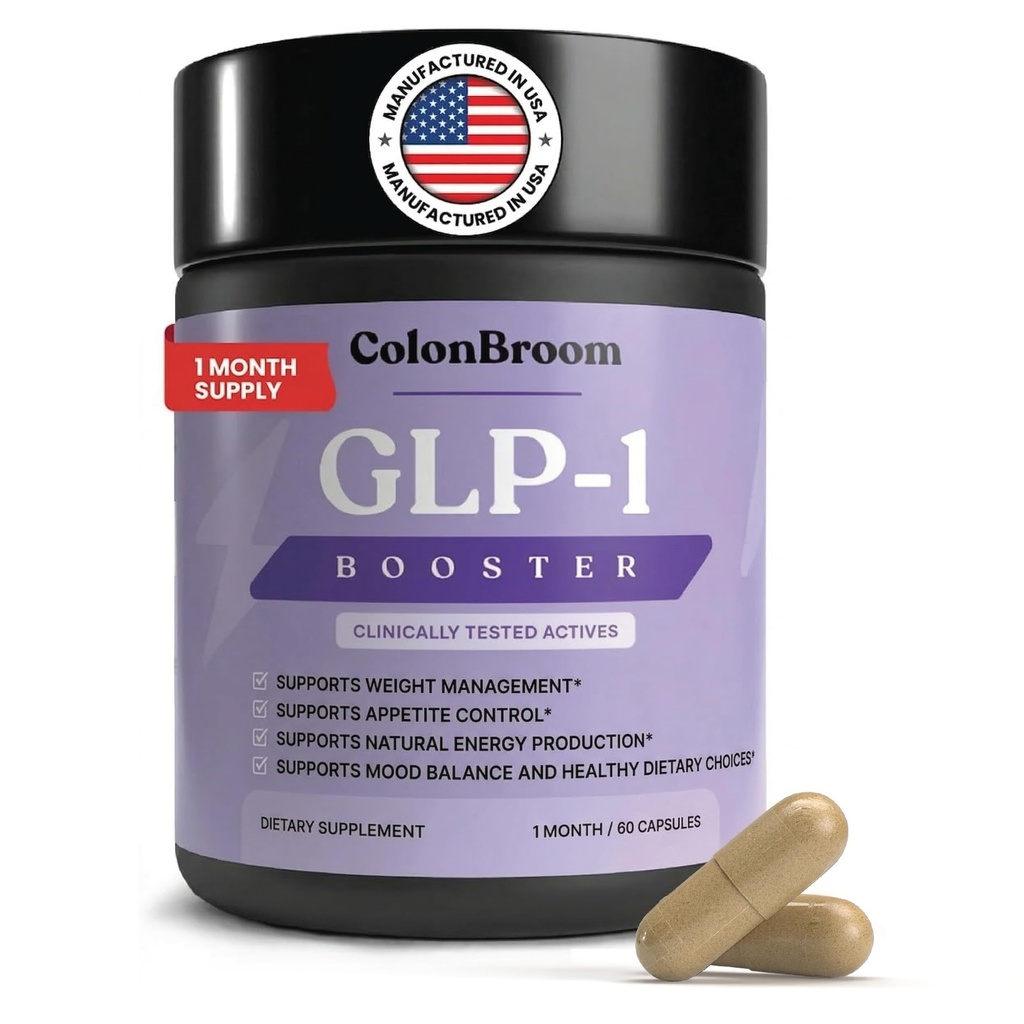 ColonBroom GLP-1 συμπλήρωμα διαχείρισης βάρους για γυναίκες & άνδρες - GLP1 Υποστηρίζει τον έλεγχο της όρεξης, την ενέργεια & ισορροπία διάθεσης - Vegan, χωρίς γλουτένη κάψουλες διατροφής 