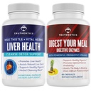 TRUTHENTICS Liver Health and Digestive Enzymes Sche - Liver Cleanse Detox, Digestion, Nutrient Abxia, Occasional Gas ve Bloating - Gluten Free, Non-GMO