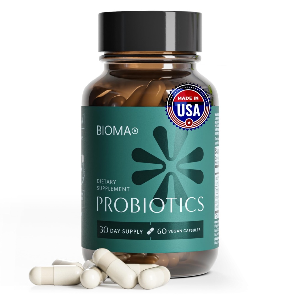 BIOMA Probiyotiks - Digestive Health Probiyotik - Xylooligosaccharides, Tributyrin & Bifidobacterium - Vegan & Gluten Free - 60 Gecikmiş-Release Capsules (30-Day Supply)