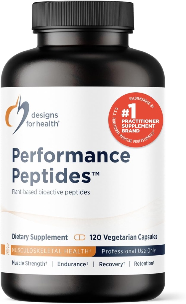 Sağlık Performansı için tasarımlar - Kas Sağlığı, Sağlıklı Ağlama ve Vücut Kompozisyon - Plant-Based Peptide Muscle Recovery Supplements (120 Capsules)