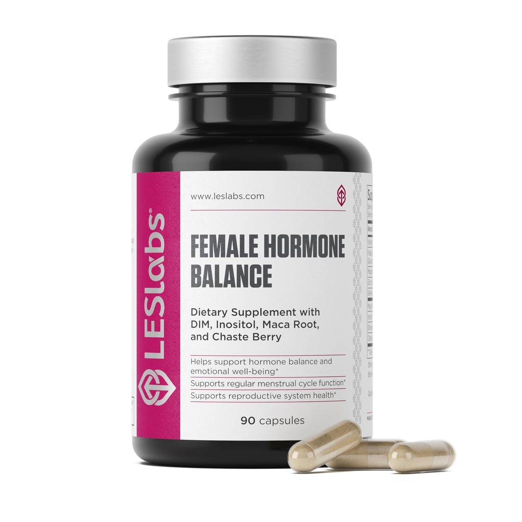 LES Labs Female Hormone Balance Supplement – Hormone Support for Women with Inositol, DIM, Vitex, Chaste Tree, Vitamin B6 & Folate – Menstrual Cycle & Fertility Support – 90 Capsules – Non-GMO