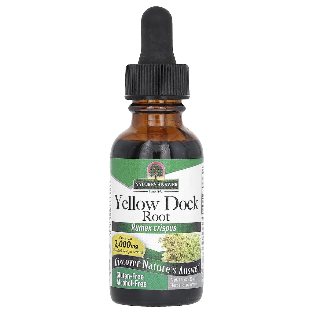 Nature's Answer Yellow Dock Root Alcohol Free 2000mg 1oz | Promotes Liver Function | Natural Body Detox | Supports Digestion | Gluten-Free, Non-GMO, Vegan | Single Count