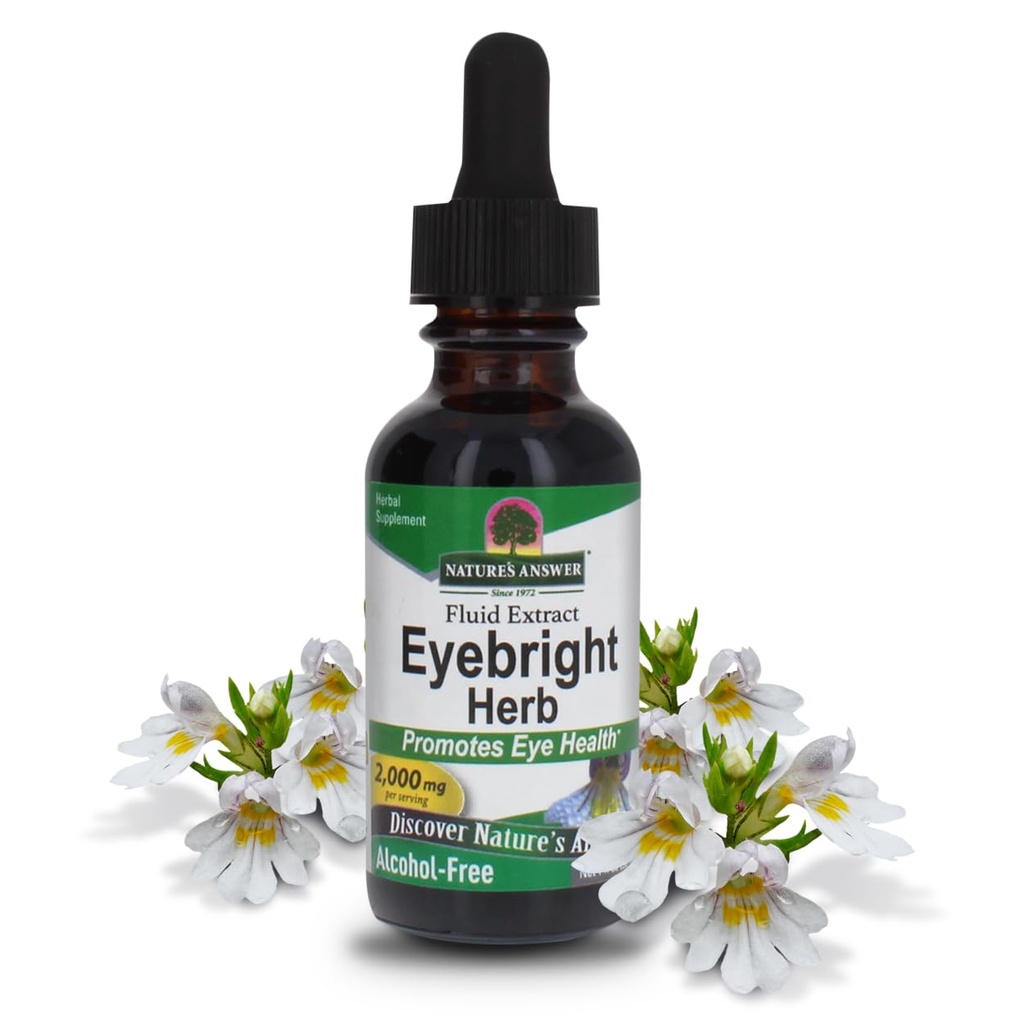 Nature's Answer Eyebright Herb | Sağlıklı Gözler ve Vizyon | No-GMO | Alkol Özgür, Gluten-Free, Kosher sertifikalı, Vegan & No Preservatives 1oz