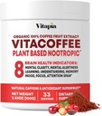 Vitacoffee Καφεΐνη Φρούτο σε σκόνη για ενέργεια, μνήμη, εστίαση, αντιοξειδωτικό, Μεταβολισμός, υποστήριξη για την υγεία του δέρματος - 100g & 33 ημέρες προσφοράς - μη ΓΤΟ, χωρίς γλουτένη, συμπλήρωμα Vegan