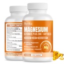 Magnezyum Glycinate Supplement Softgels, Magnezyum Glycinate 400 mg ile çinko, B6, C, D3, Pure Magnezyum Uyku, Calm, Kas, Enerji, Kalp Desteği - Kadınlar ve Erkekler için 60 Vegan Capsules