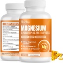 Magnezyum Glycinate Supplement Softgels, Magnezyum Glycinate 400 mg ile çinko, B6, C, D3, Pure Magnezyum Uyku, Calm, Kas, Enerji, Kalp Desteği - Kadınlar ve Erkekler için 60 Vegan Capsules