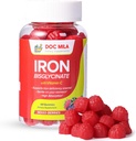 Çocuklar ve Yetişkinler için Iron Bisglycinate Gummies 25mg ile Liposomal VIT C - Chelated Iron Supplement for Women and Men - 60 Gummies, 1 Ay Supply
