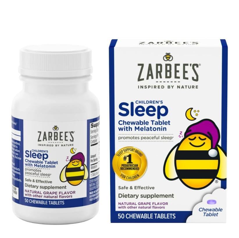 Zarbee's Kids 1mg Melatonin Gummy, Drug-Free & Effective Sleep Supplement for Children Ages 3 and Up, Natural Berry Flavored Gummies, 50 Gummies - 1 Count