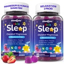Kids Sleep Gummies, NO Melatonin Sleep Aid Gummies w/ Magnesium Glycinate, Magnesium Malate, L-Theanine, Lavender, B6, Zinc, D3K2 for Restful Sleep, Relax Brain & Muscle, Immune Support, Non-GMO 2Pack