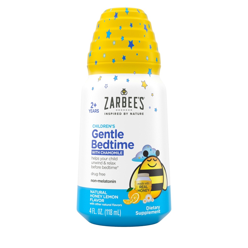 Zarbee's Gentle Bedtime Liquid for Kids - Μελατονίνη-free Blend Φυσικό Μέλι, Λεμόνι, και Χαμομήλι Βοηθά τα Παιδιά Χαλαρώστε να Προετοιμαστείτε για τον Ύπνο, 4 ουγκιά