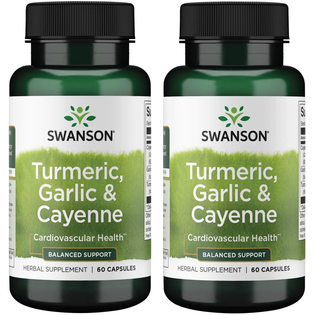 Swanson Full Spectrum Turmeric Garlic & Cayenne 60 Capsules (2 Pack)