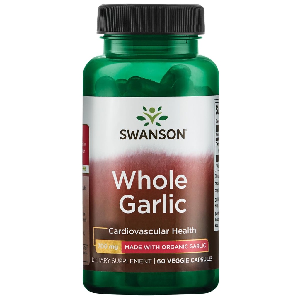 Swanson Made with Organic Whole Garlic 700 Milligrams 60 Veg Capsules