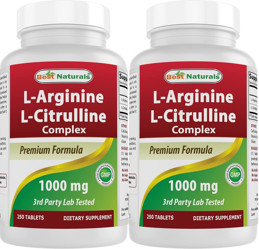 Best Naturals L- Arginine L- Citrulline Complex 1000 mg 250 δισκία (250 Count (Pack of 2))