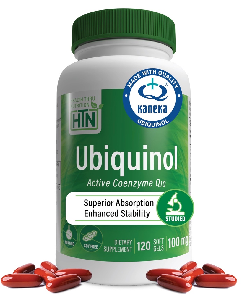 Ubiquinol 100 mg 120 Softgels as Kaneka QH Reduced CoQ-10 | Stabilized - 3rd Party Tested | Gelişmiş Biyoavailability | Cardiovascular & Mitochondria Function Support | Non-GMO by Health Thru Beslenme