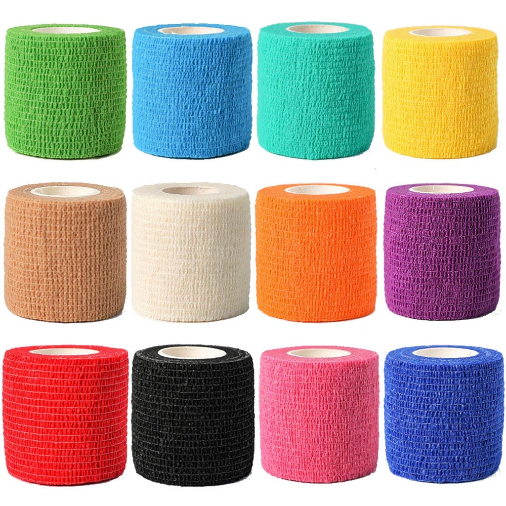 Kuvvfe Elastic Bandages (12-Pack) 2” x 5 Yards | Self Adhesive Bandage Wrap, Kuvvfe Athletic Elastic Cohesive Bandage for Sports Injury,Strain,Knee & Wrist,Ankle Sprains