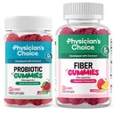 Physician's CHOICE Gut Gummy Bundle: Probiotic Gummies + Fiber Gummies - No Sugar Added & Vegan - Supports Digestive Health & Regularity for Women and Men