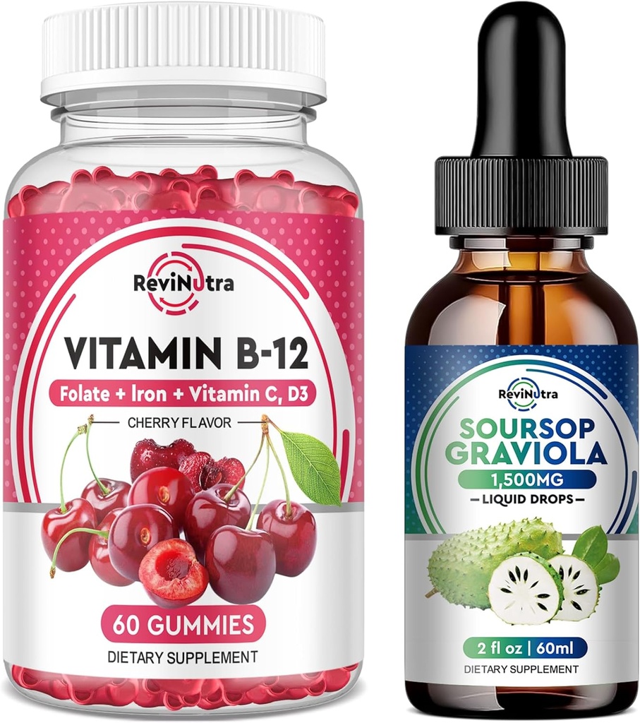 Yetişkinler ve Çocuklar için Demir Gummies Tamam | Soursop Graviola Liquid Drops |