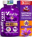 VitaUp Saffron Supplements - USA-Made Saffron Extract Premium Supplement Non-GMO - 88.5mg Crocus Flower for Calm Mood, Energy & Cognitive Support - 90 Vegan Capsules