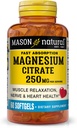 Mason Natural Magnezyum Citrate 250 mg, Hızlı Apsiyon Softgels, 30 Gün Supply