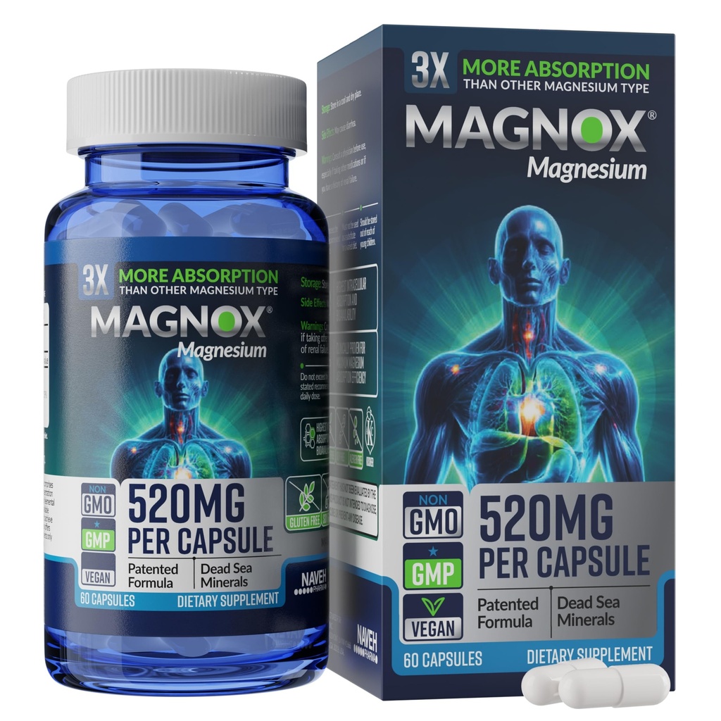 MAGNOX 520 | Magnezyum Supplement 520mg of High Abvitamin for Men & Women with Dead Sea Minerals | 3X More Abors | Patentli Formula |