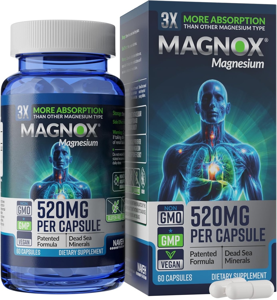 MAGNOX 520 | Magnezyum Supplement 520mg of High Abvitamin for Men & Women with Dead Sea Minerals | 3X More Abors | Patentli Formula |