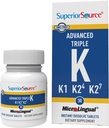 Superior Source Advanced Triple K - Bone Health & Strength Support Supplement - Immunity Support Formula with Vitamins K1 & K2 - Vitamin Aidsorik Aborpsiyon - 30 Instant Dissolve Tabletleri