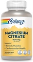 SOLARAY Magnesium Citrate 400mg - Συμπλήρωμα μαγνησίου - Υγεία των οστών, μυών, χαλάρωσης και καρδιακής υγείας Υποστήριξη - Ενισχυμένη απορρόφηση, Vegan, Χωρίς γλουτένη, 60-ημέρα εγγύηση, 60 εξυπηρετούν, 180 VegCaps
