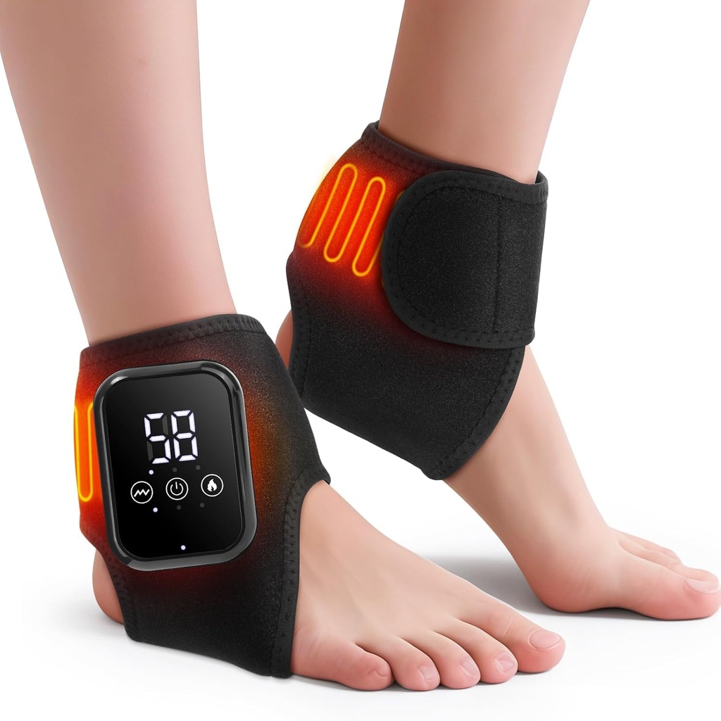 2PCS Foot Renew Massager for Neuropathy, 3-in-1 Cordless Foot and Ankle Massager for Heel, Arch & Ankle Relief, 2000mAh Rechargeable, Black