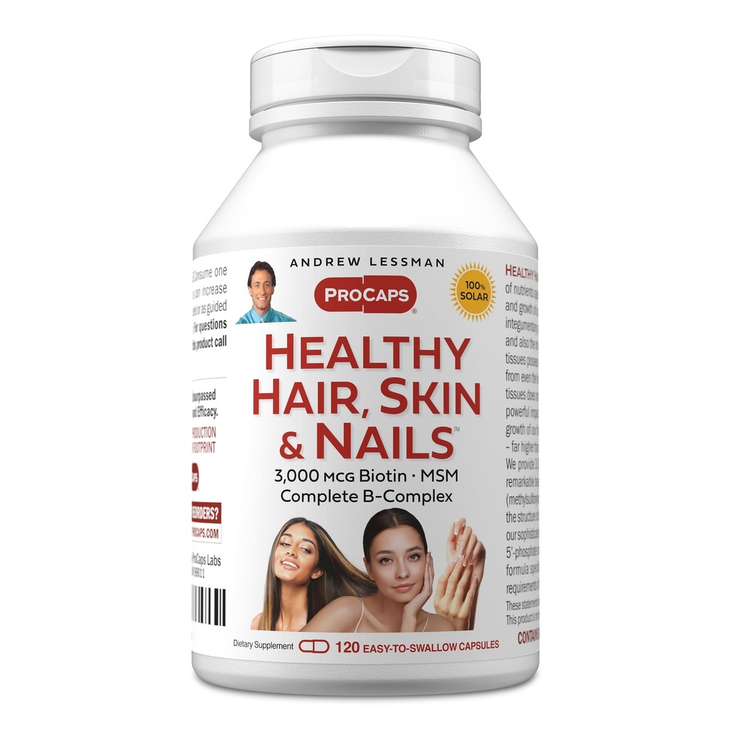 ANDREW LESSMAN Sağlıklı Saç, Cilt ve Nails 120 Capsules - 5000 mcg High Bioactivity Biotin, B-Complex. Güzel Cilt, Güçlü Çiçeği teşvik eder. Adds Saç Büyüme Vitaminleri Biotin Supplement