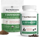 Real Mushrooms 5 Defenders for Humans (45g) & Pets (90ct) - Pouch & Capsles Bundle - Chaga, Shiitake, Maitake, Turkey Tail & Reishi Mushroom - για Ανοσολογική Δύναμη & Συνολική Ευζωία - Vegan, Non-GMO