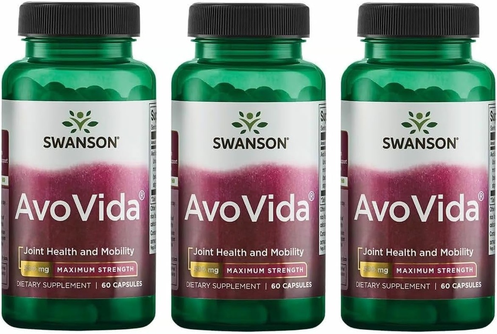 Swanson AvoVida - Ortak Sağlık ve Hareketliliği Artırmak - Aokado & Soybean Unsaponifiables to Support Cartilage & Tcon Health - (60 Capsules, 300 mg Her) 3 Pack