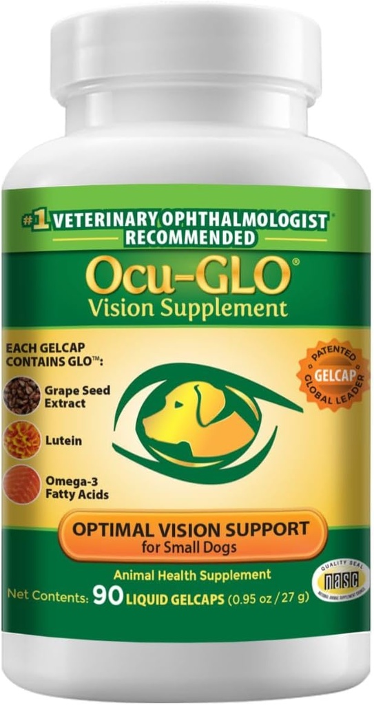 Ocu-GLO Canine Vision Supplement for Small Dogs 10 lb and Under-90 Liquid Gel Caps